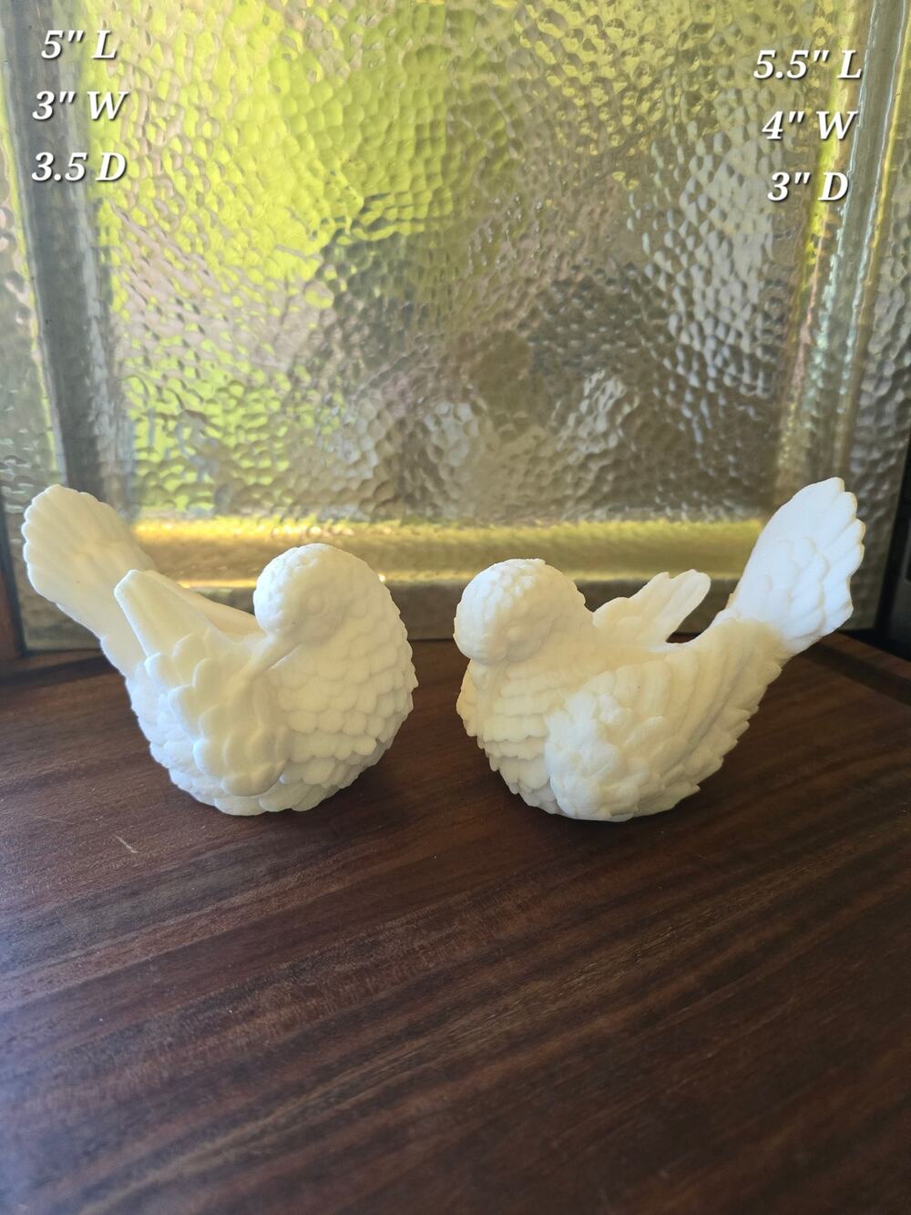 Vintage 1950's‎ Santini White Alabaster Dove Sculptures